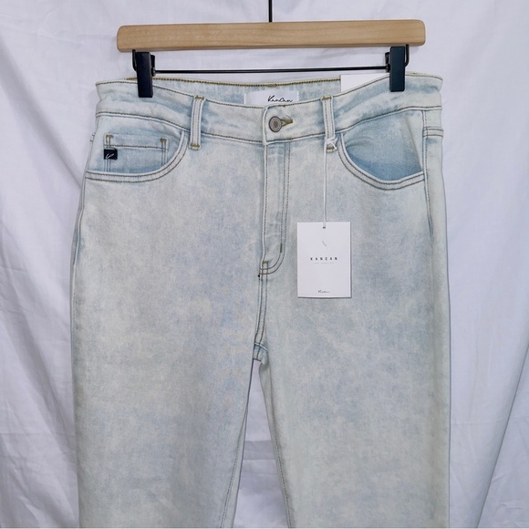 Kancan NWT Light Wash Denim High Rise Frayed Hem Ankle Length Skinny Jeans 13/30 - Picture 3 of 7